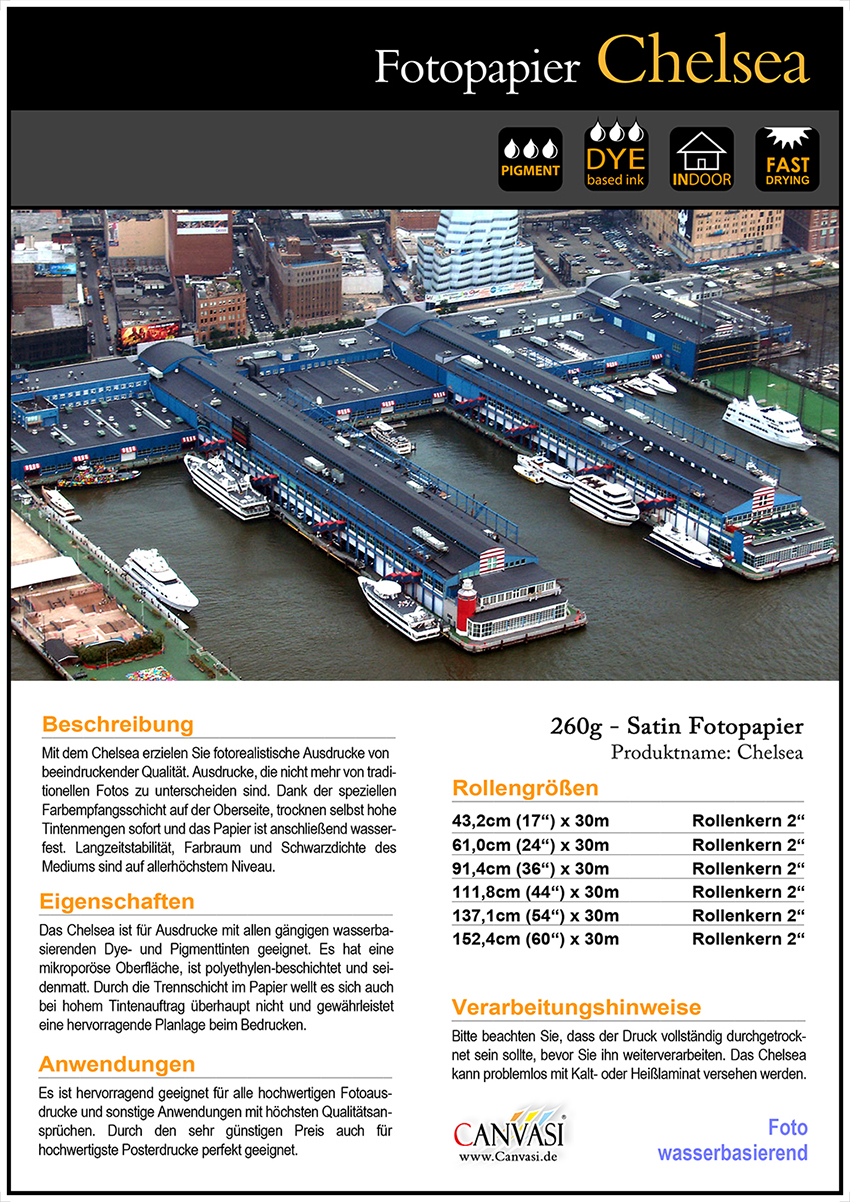 Chelsea Fotopapier 260 g/m² satin 0,43 x 30 m