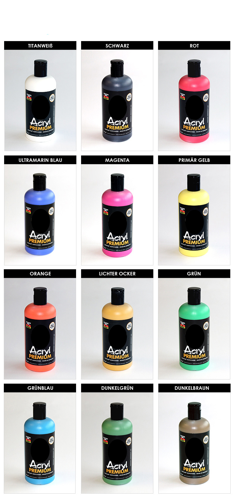 Acryl Premium - Acrylmalfarbe - 480 ml