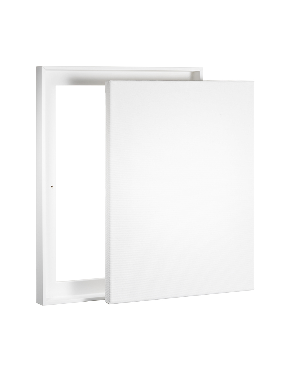 Keilrahmen im Set mit Schattenfugenrahmen Slim weiss 100 x 100 cm